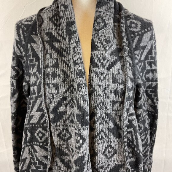 Patagonia Pine Mountain Wrap Sweater Women's M Black Gray Aztec Print Open Front - Picture 4 of 12